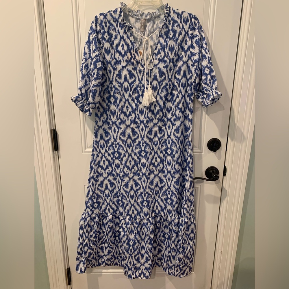 Chic Blue and White Maxi Dress